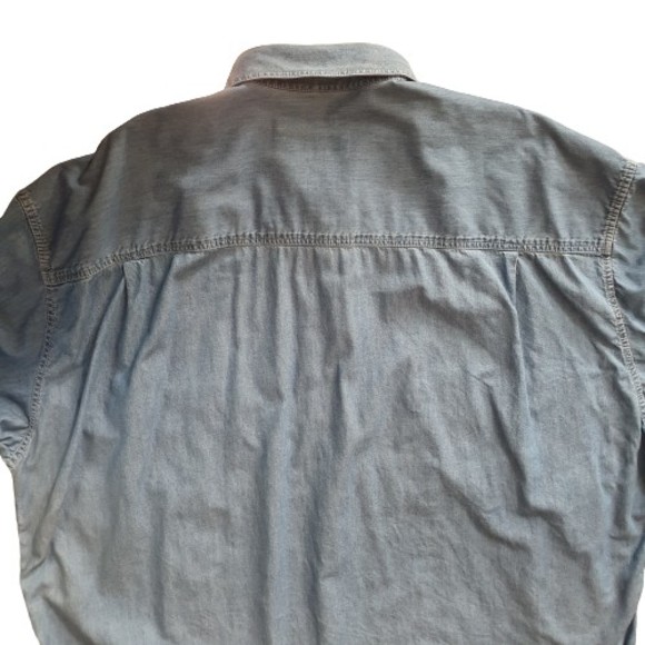 Mens Size Chest 52-53" Collar 47cm Vintage Light Blue Denim Shirt - Picture 8 of 10